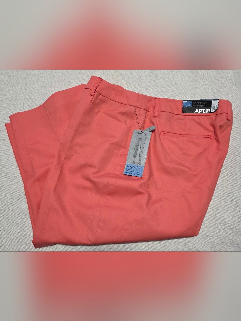 Apt. 9 Modern Fit Straight Leg Capri, Sunkist Coral, Size 12 Petite